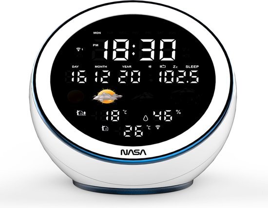 Nasa - Weerstation en Bluetooth-luidspreker WSP1500 wit - 2 buitensensoren - levering met voeding