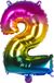 Boland - Ballon de baudruche '2' arc-en-ciel (36 cm) 2 - Multi - Ballon chiffre