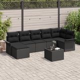 vidaXL Tuinbank Set Zwart Polyrattan