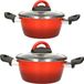 Gerimport Kookpannen set van 4 stuks rood 3 liter en 5 liter Cuenca - RVS