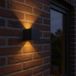 Merkloos Wandlamp dimbaar zwart LED - buitenverlichting - binnen en buiten - buitenlamp - tweezijdig - muurlamp - up and down - kubuslamp - design - 6 watt - 3000k warm wit - 10x10x10cm
