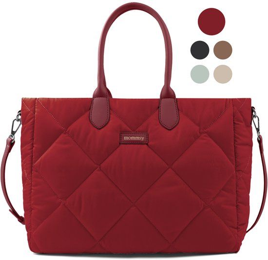 Mommsy Luiertas – Verzorgingstas – Mom Bag – Thermo Vak – Gewatteerde Puffer Stof – Mommy Bag – Extra Ruim – Waterafstotend – Organizer – Lichtgewicht – Burgundy
