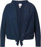 Ulla Popken - Dames - Bolerojasje opstaande kraag lange vleermuismouw zoomband - Marine - Maat 42+
