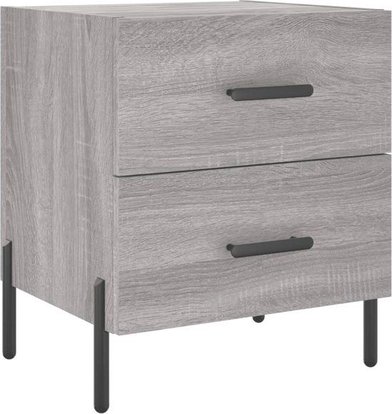 vidaXL Nachtkastje 40x35x47,5 cm bewerkt hout grijs sonoma eikenkleur