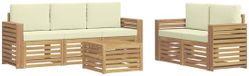 vidaXL Buitenbank Set 6-delig Wit en Crèmekleurig Polyester