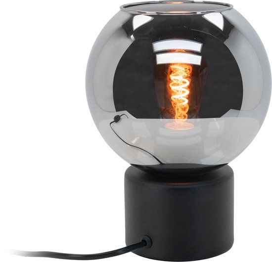 Eglo Centara Tafellamp - E27 - Ø 16.5 cm - Zwart/Smoke Glas