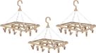 Urban Living Wasgoed droogcarrousel/droogmolen - 3x - 18 clips/knijpers - beige - kunststof - 31 x 33 cm