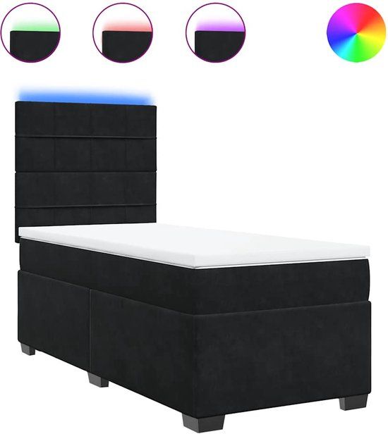 vidaXL Boxspring met matras fluweel zwart 80x200 cm