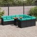 Prolenta Maison Exclusive - Tuinset voor in de tuin, bestaande uit 11 delen, met kussens, zwart, van polyrotan