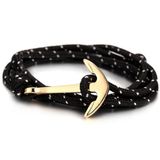 LGT JWLS Lookinggoodtoday Goudkleurige anker armband polyester koord