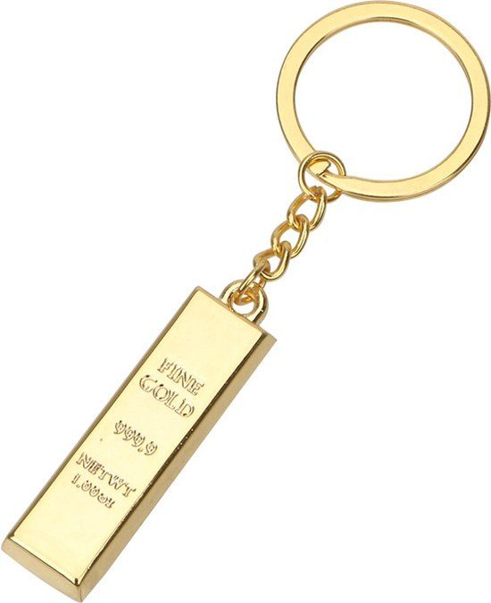 LGT JWLS Lookinggoodtoday Goudkleurige Sleutelhanger Goudstuk met Sleutelring