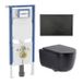 Geberit QeramiQ Dely Swirl Toiletset - 36.3x51.7cm - Geberit UP720 Duofix Sigma inbouwreservoir - slim zitting - bedieningsplaat mat zwart - ronde knoppen - mat zwart