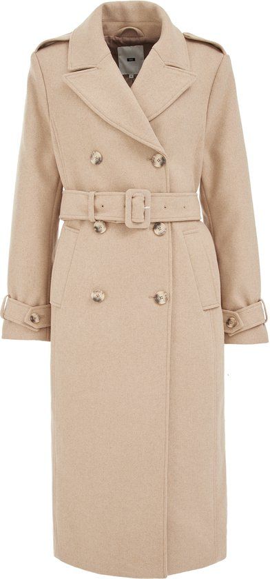 WE Fashion Dames premium jas van wolmix - Beige - Maat 44