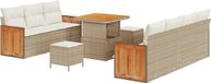 vidaXL Tuinbank Set met kussen 10 pcs Beige en Crème