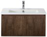 BES LED Frozen 3D Badmeubelset 80 cm - Greeplijst in Kleur - Dark Oak - Keramische Wastafel Wit 1 Kraangat