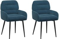 vidaXL - Eetstoelen - 2 stuks - Fluweel - Blauw - 59 x 59,5 x 90 cm