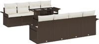 vidaXL - Dining loungeset - 8 zitplekken - Bruin en crème - Polyrattan - Inclusief tafel
