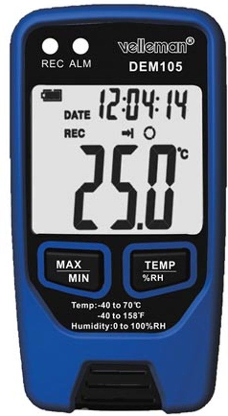 Velleman DATALOGGER VOOR TEMPERATUUR EN VOCHTIGHEIDSGRAAD MET USB-UITGANG