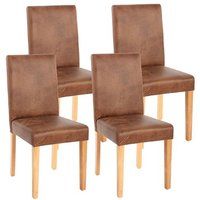 Générique Littau Set van 4 eetkamerstoelen Keukenstoel ~ textiel, imitatiesuède, lichtgekleurde poten