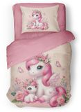 Eleganzzz Kinder Dekbedovertrek Unicorn Glow - Pink - 140x200/220cm - Micropercal - Eenpersoons