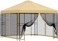 vidaXL Tuinpaviljoen met zijwanden, 3 x 3 meter, crèmekleurig