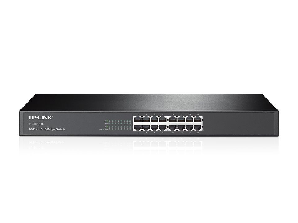 TP-Link TL-SF1016 - Switch - 16x Fast Ethernet - Unmanaged - 1U - Zwart