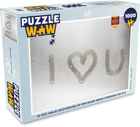 MuchoWow Puzzel Ik hou van je geschreven op een raam waar condens op zit - Legpuzzel - Puzzel 1000 stukjes volwassenen