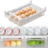 Merkloos / Sans marque Wan GmbH Schuifladen eierhouder met glijrail en handgreep - Koelkast eierlade opslag - Kunststof laden egg box - Opbergsysteem