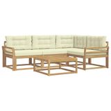 vidaXL Buiten bank set 5 st Wit en crèmekleurig Polyester