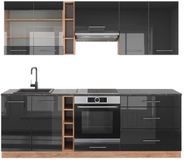 Vicco Fame-Line Complete keukeneenheid – 235 cm, WB Antraciet Antraciet hoogglans/goud eiken