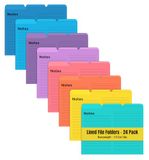 Better Office Products Gevoerde bestandsmappen, 24 stuks, notities met tabbladen, 1/3 gesneden tabbladen, 8 levendige kleuren, zwaargewicht, mappen met letterformaat, 24 x 29 cm, links/midden/rechts