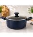 Progress Casserole en aluminium moulé sous pression avec couvercle en verre, 24 cm, compatible avec les ustensiles en métal, bleu foncé