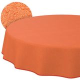 ANRO Tafelkleed Oranje linnenlook Meerkleurig Rond Ø140cm Met sierband Afwasbaar Waterafstotend