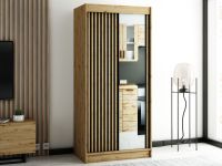 LAMORA Armoire 2 portes coulissantes 100 cm chêne artisan avec miroir
