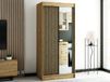 LAMORA Armoire 2 portes coulissantes 100 cm chêne artisan avec miroir