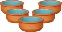 La Dehesa Tapas/creme brulee serveer schaaltjes - 18x - mini - terracotta/blauw - 8 x 4 cm