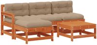 vidaXL Loungeset 5-delig Massief Grenenhout Wax Bruin