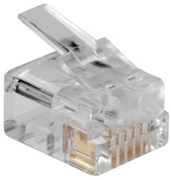ACT TD106M RJ12 Modulaire Connector | Ronde Kabel | Massieve Aders | 25 stuks