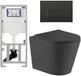 QeramiQ Dely Toiletset - 36.3x51.7cm - diepspoel - rimless - Geberit UP320 inbouwreservoir - met Burda frame - softclose toiletzitting - mat zwarte bedieningsplaat - rechtehoekige knoppen - mat zwart
