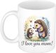 Bellatio Decorations Koffie/Thee Mok Mama - Wit - I Love You - Egeltjes - 300 ml