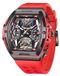 GELATU Montre pour homme Sport, mouvement mécanique automatique, bracelet en silicone, couleur rouge