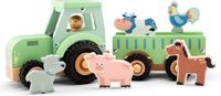 Woet® Houten Tractor met Aanhanger - Groen