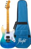 Flight Electro Tenor Ukelele - PATHFINDER - Rock Series - Transparent Blue