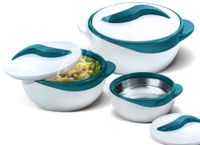 Pinnacle Geïsoleerde braadpan met deksel 3 stuks set 2,6/1,5/1 qt. Hot Pot Food Warmer/Cooler - Thermische soep/salade serveerschaal - roestvrij staal warm voedsel container - beste cadeauset voor