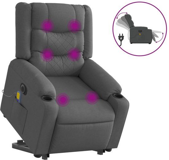 vidaXL Sta-op-massagestoel elektrisch verstelbaar stof donkergrijs