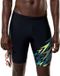 Speedo Medley Logo Jammer Heren - Lange Zwemshort Heren met Vormvaste Pasvorm - Zwembroek Heren met Ondersteunende Voering - Sportzwembroek Heren met Trekkoord - Zwart/Groen - L