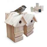 Relaxdays Nestkastjes Set van 2, Doe-het-zelf, Onbehandeld Hout, Naturel