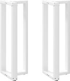 vidaXL Bartafelpoten - 2 stuks - T-vormig - 50x35x(110-111) cm - Staal - Wit