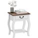 Mobliva Table de chevet en bois de style français avec tiroir et étagère ouverte, 45 x 35 x 55 cm, blanc et chêne