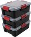 IRIS Boîte de rangement hermétique - 10L - Hermétique - Empilable - Plastique - Noir/Transparent/Rouge - Set de 3